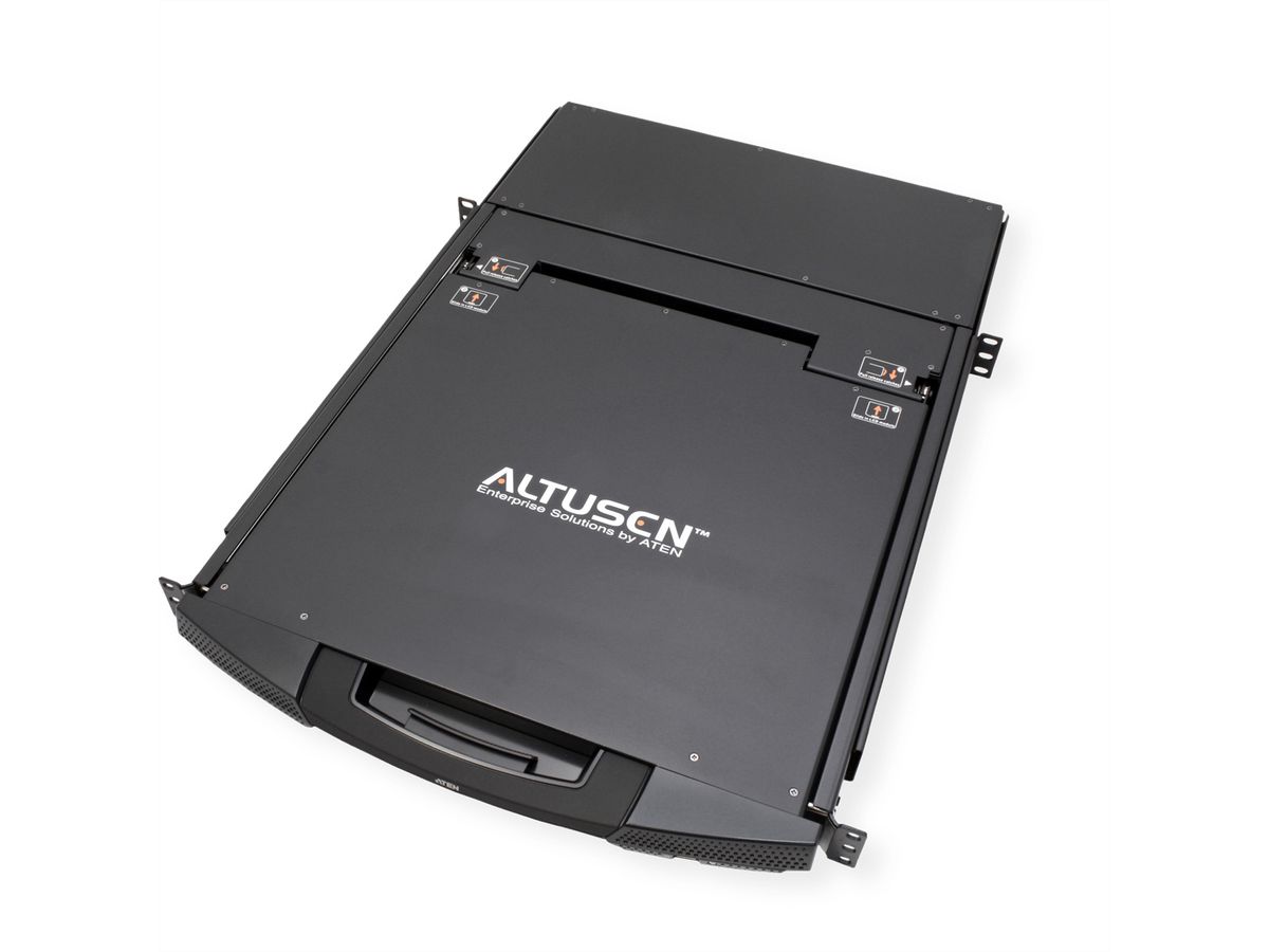 ATEN KL1516AiM KVM Over-IP Switch, 43cm TFT, VGA, PS/2-USB über Kat 5, 16 Ports, DE-Layout