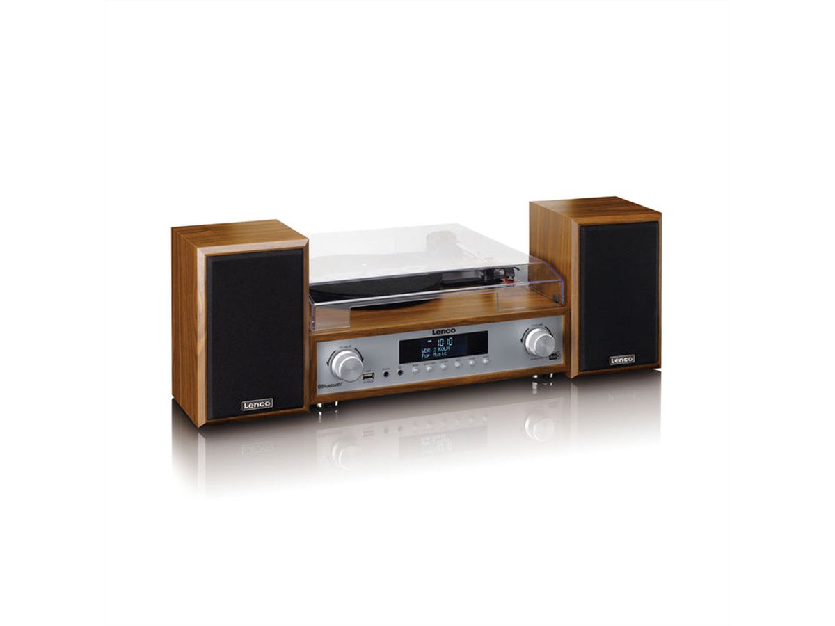 Lenco Chaîne Hi-Fi MC-160WD couleur bois, TT, DAB, radio FM, BT