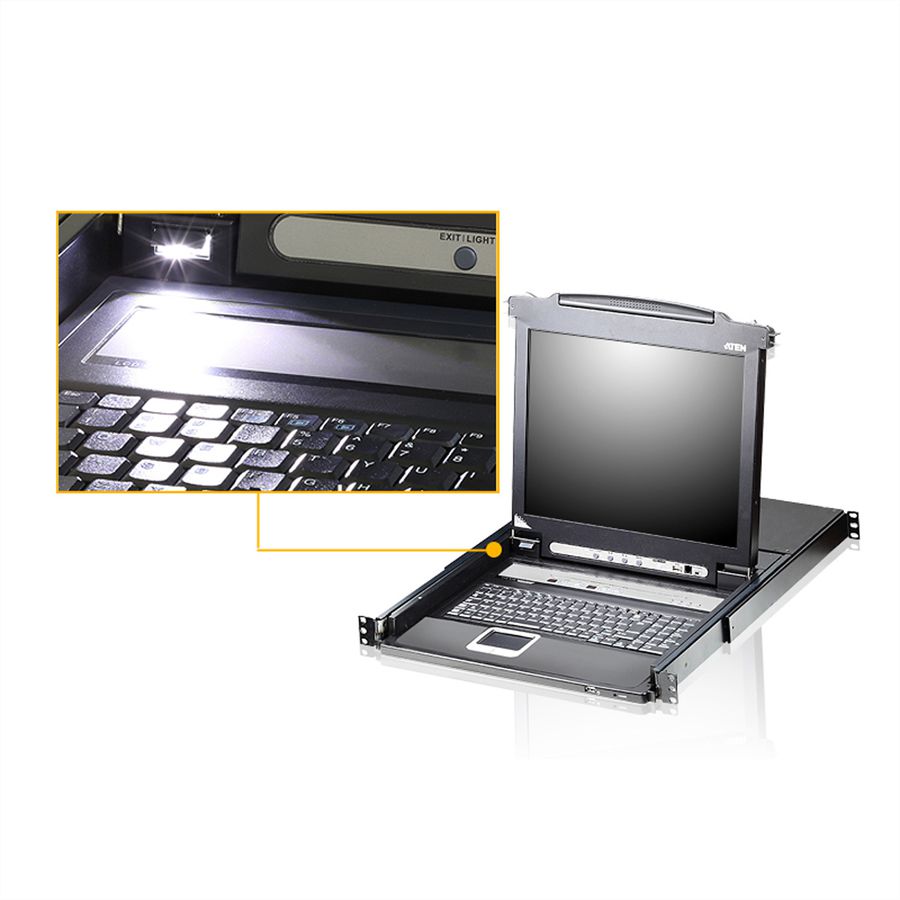 ATEN CL5716M 43cm-LCD KVM Switch, USB-PS/2, VGA, 16 Ports, UK-Layout