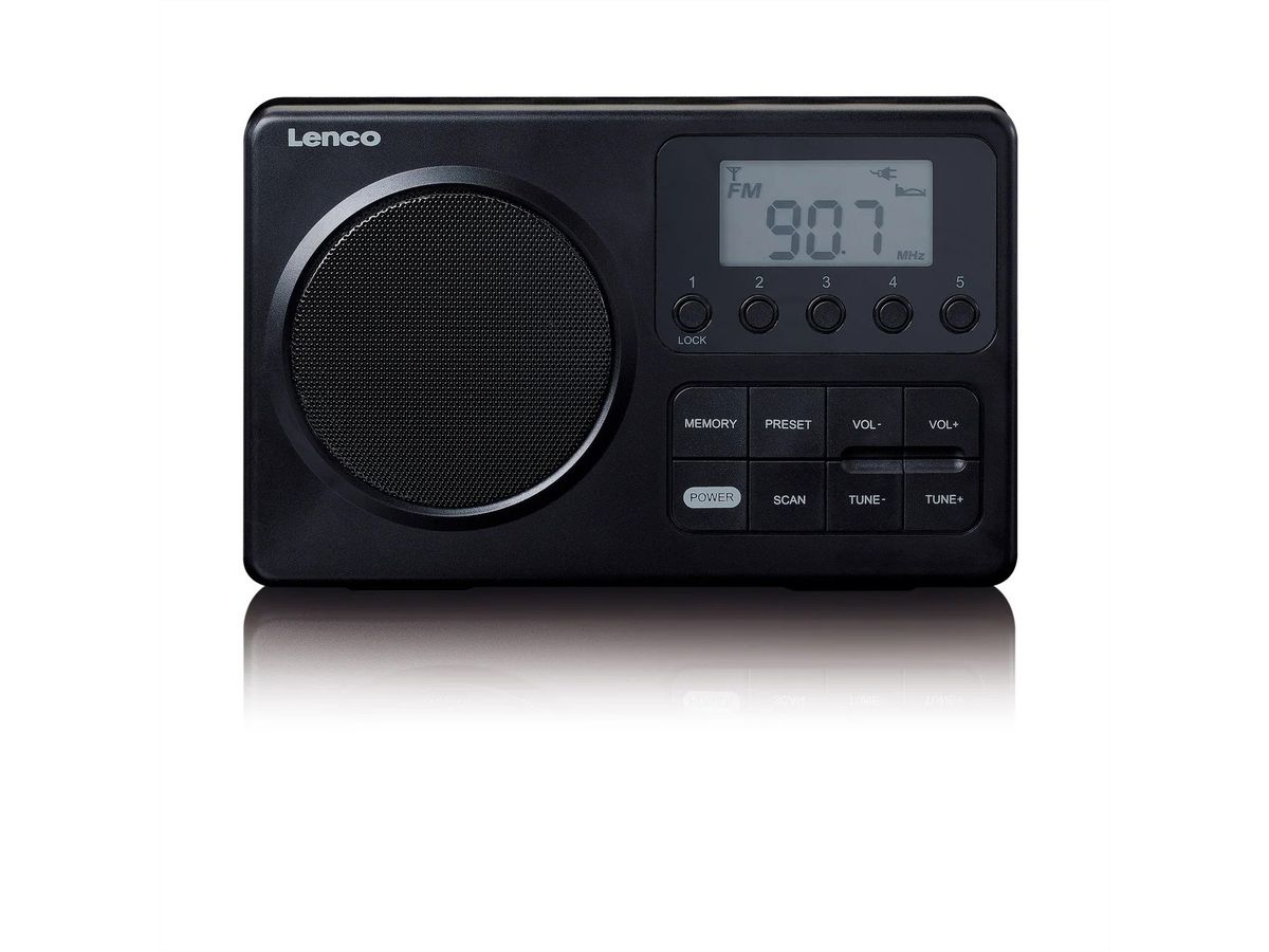 Radio FM compacte Lenco MPR-035BK, FM, 20 présélections, LCD