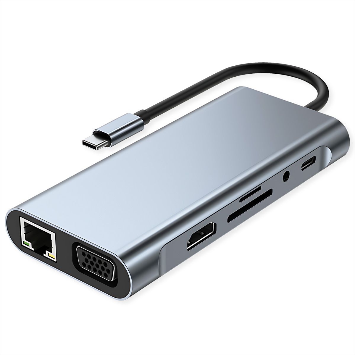 VALUE Station d'accueil USB type C, HDMI 4K60, VGA, 1x Gigabit Ethernet, 2x USB A + type C PD, 1x SD/microSD, 1x audio