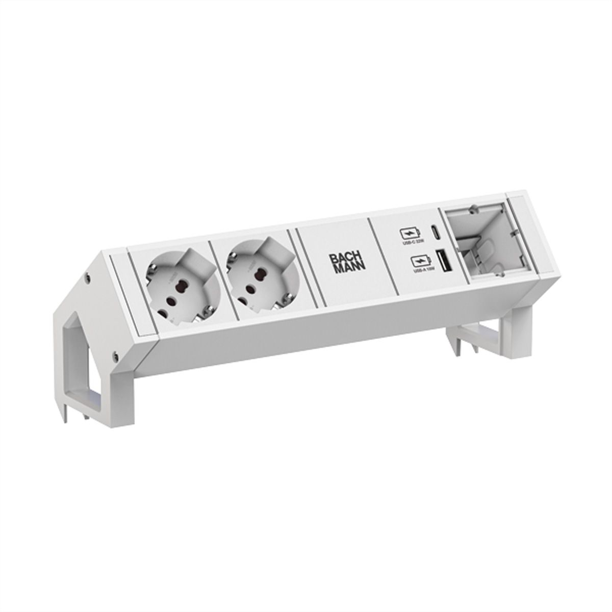 BACHMANN DESK2 white 2xP40 1xinterrupteur 1xUSB A/C 22W 1xCM 0,2m GST18