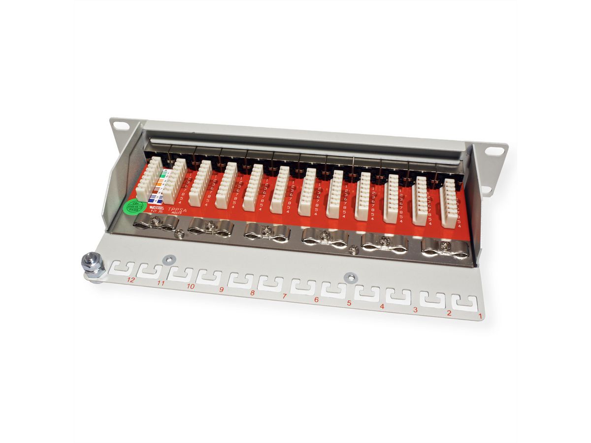 ROLINE 10-Zoll Patchpanel 12 Ports, Kat.6A (Class EA), geschirmt