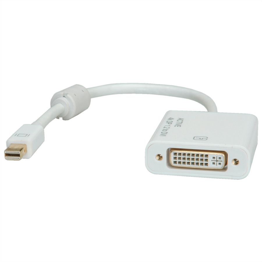 ROLINE 4K Mini DisplayPort-DVI Adapter, Mini DP ST - DVI BU