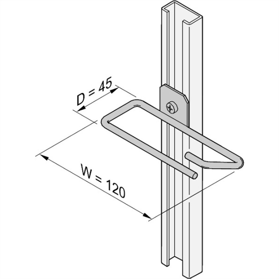 Oeillet de câble SCHROFF pour rail C, acier, 120 x 45 mm