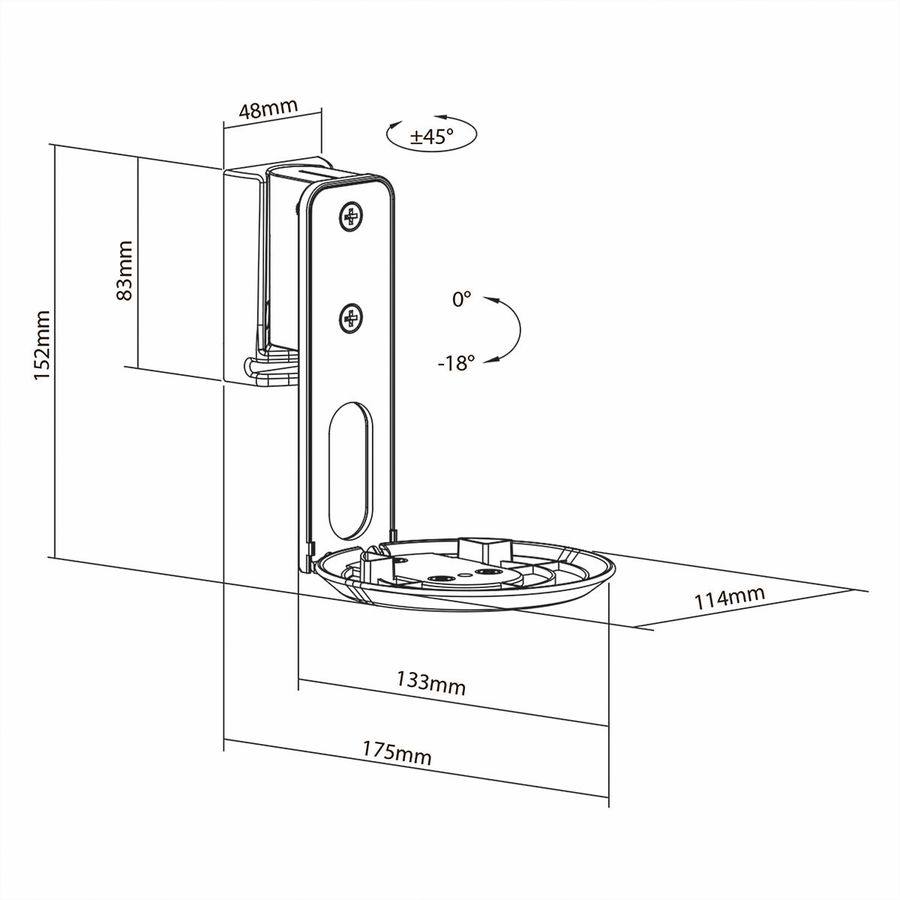 Nedis Lautsprecher-Wandhalterung für Sonos Era100 weiss, Wand, 3 kg, neig- und drehbar