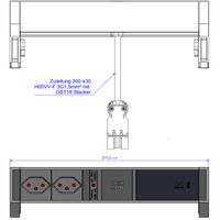 BACHMANN DESK2 2xCH 1xUSB C 60W 0,2m, SUISSE