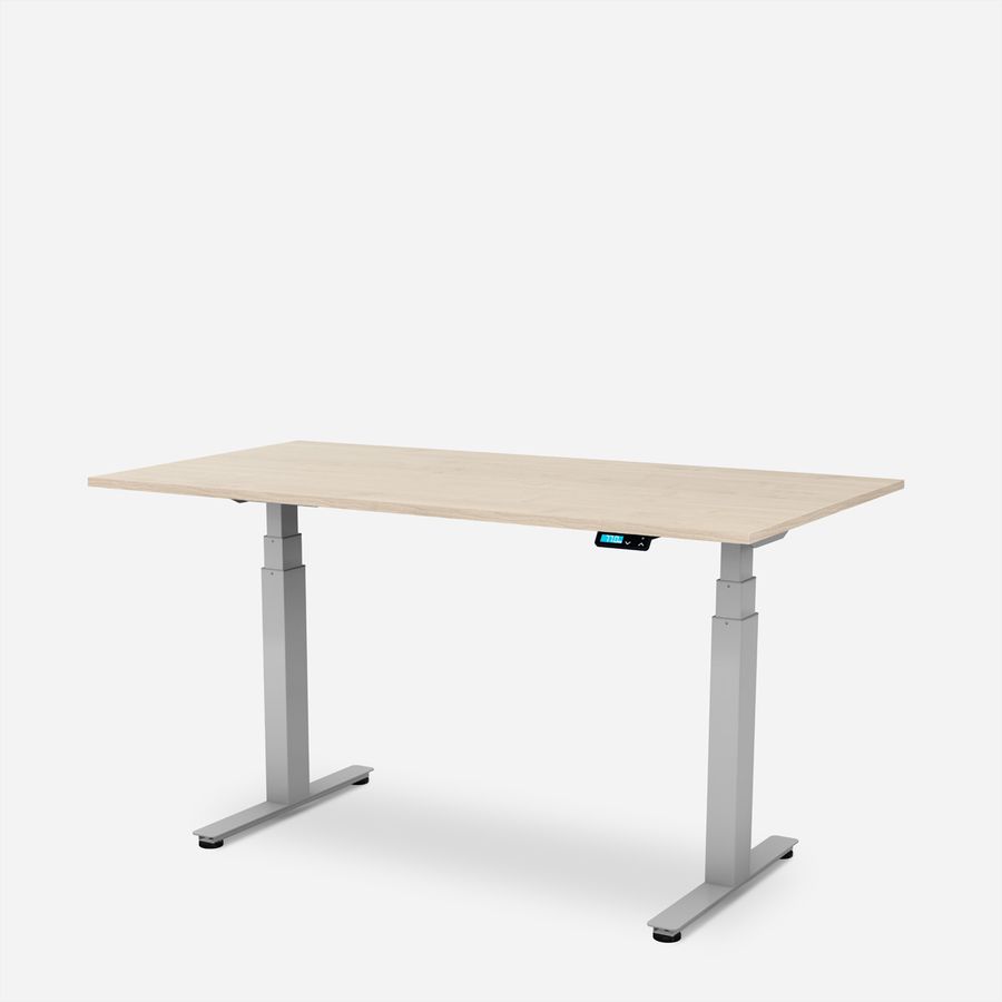 WRK21 Bureau Work 180 x 80 cm, Hauteur réglable, Mandal érable / Gris