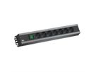 BACHMANN Multiprise 7x contact de protection, interrupteur, compatible rack 19 pouces, Fiche coudée, 2 m