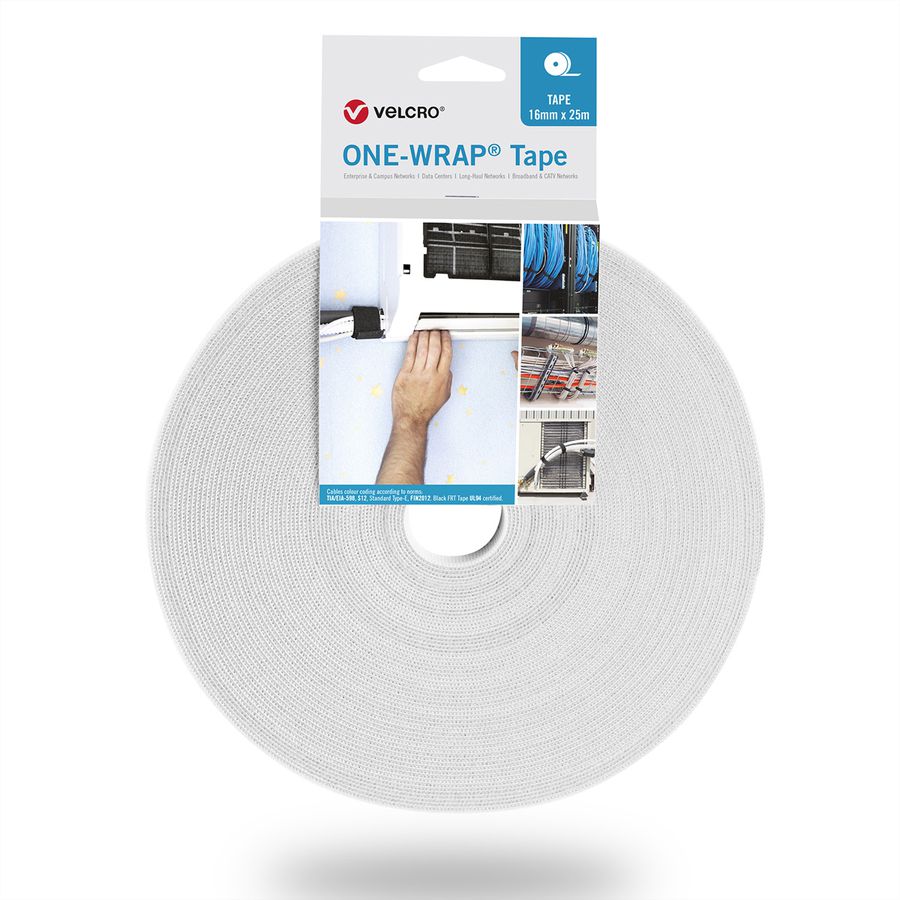 VELCRO® One Wrap® Bande 20 mm, blanc, 25 m