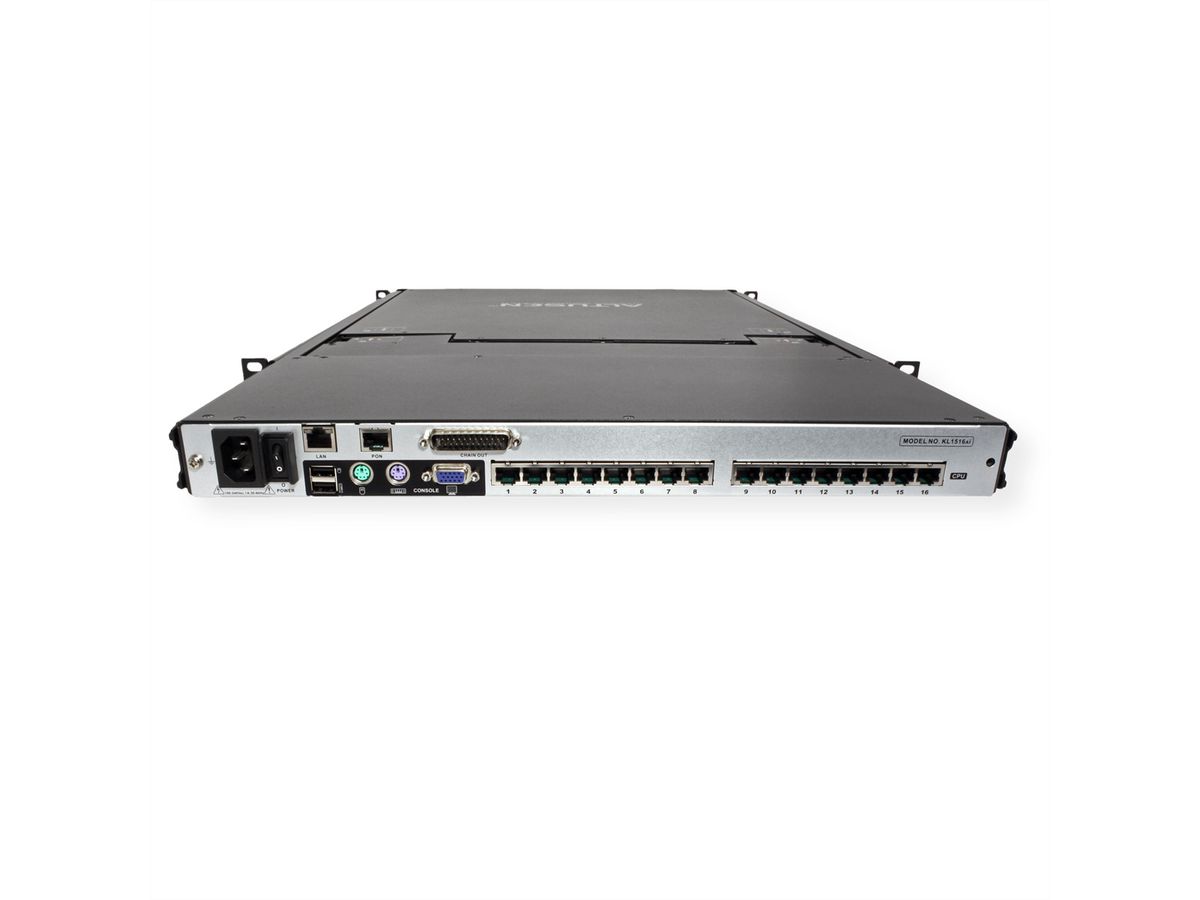 ATEN KL1516AiM KVM Over-IP Switch, 43cm TFT, VGA, PS/2-USB über Kat 5, 16 Ports, DE-Layout