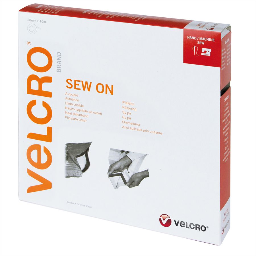 VELCRO® Crochets & velours 20mmx10m noir, bande à coudre