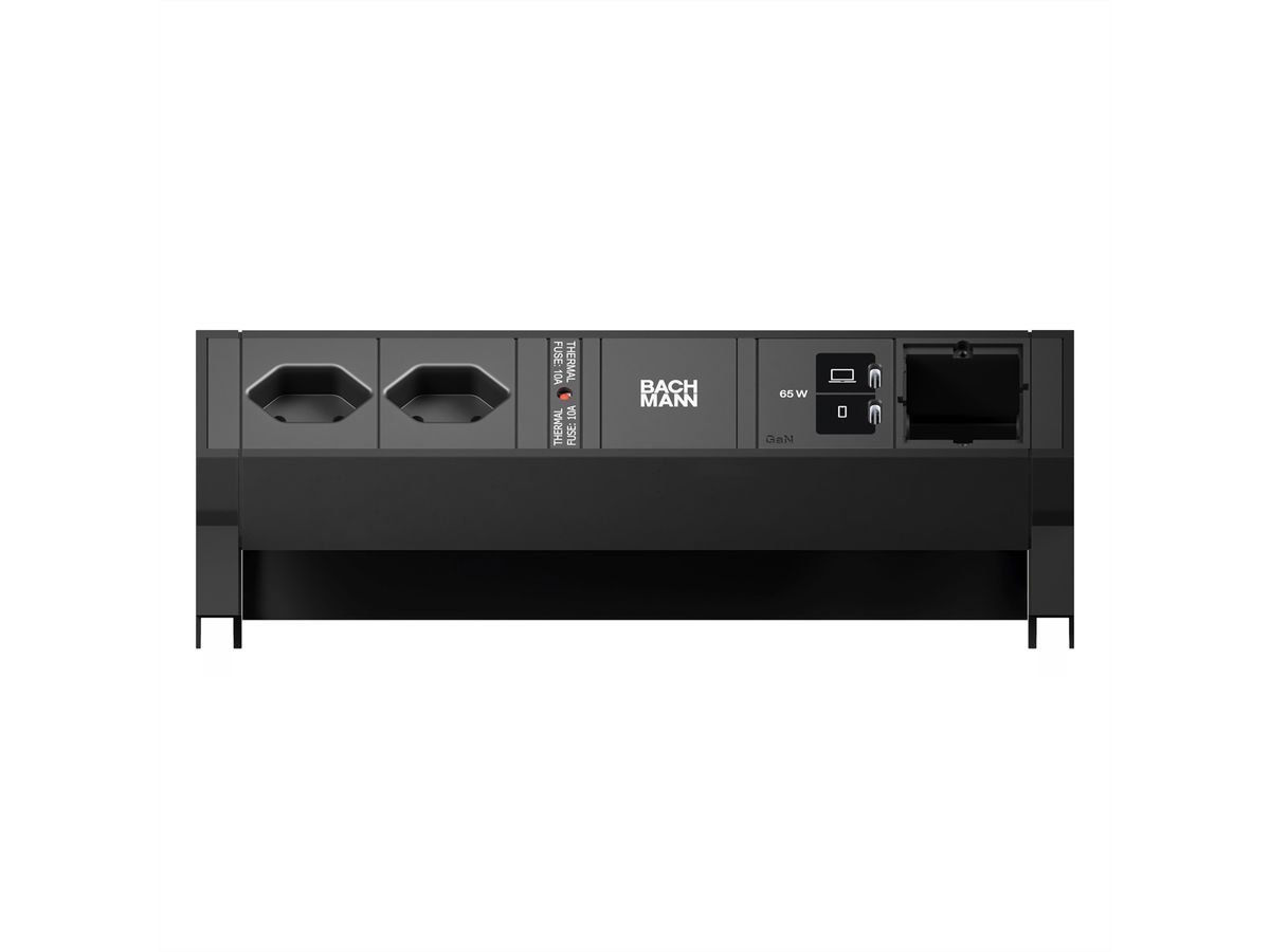 BACHMANN DESK2 2xCH 90° 1xUSB C/C 65W, 1xCM L=0,2m RAL9005