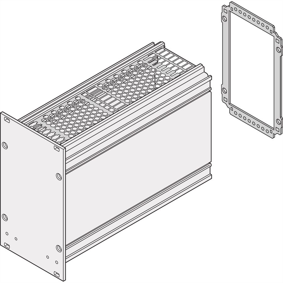 Panneau arrière de l'unité enfichable SCHROFF, découpe pour connecteurs multiples, 3 U, 10 HP
