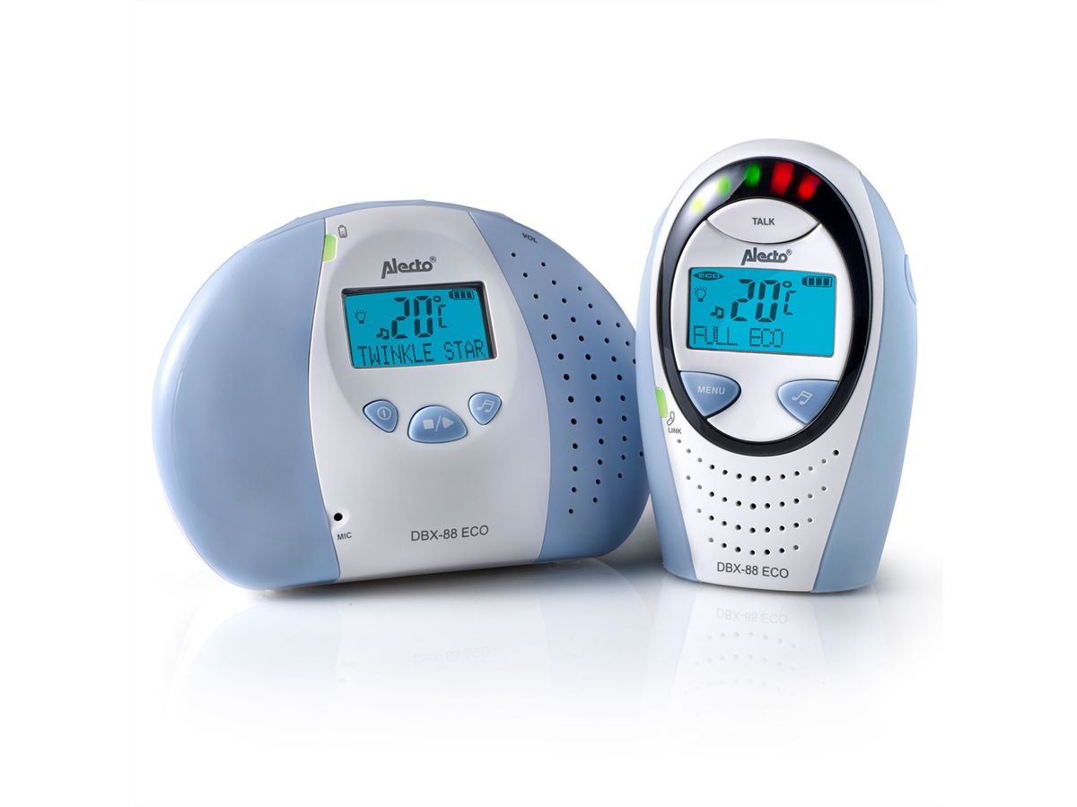 Alecto Full Eco DECT Babyphone DBX-88Eco, Weiss,Blau