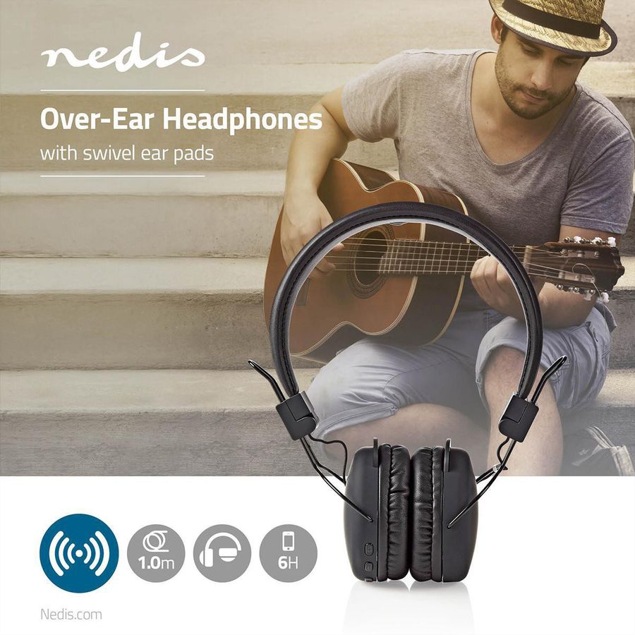 Nedis Drahtlose On-Ear-Kopfhörer, 15 Std, Schwarz