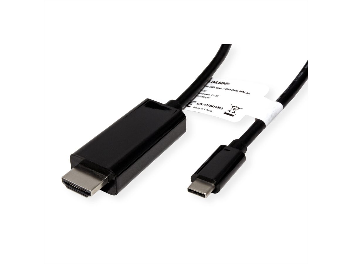 ROLINE Câble adaptateur type C - HDMI, M/M, 3 m