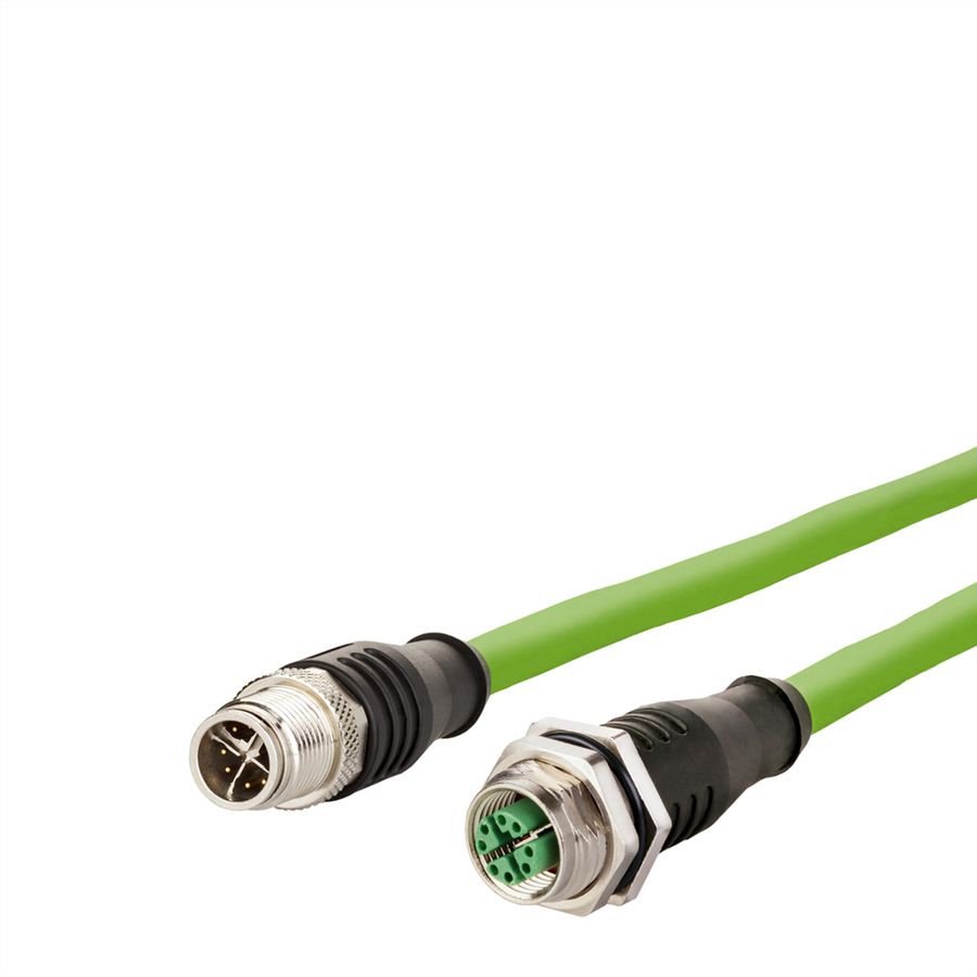 METZ CONNECT Verbindungsleitung M12 BU-M12 ST, 8-pol X-kodiert, gerade-gerade, 2 m