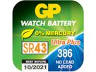 GP Batteries Uhrenbatterie SR43W 386, 1 Stk, Silber-Oxid, 1.55V High drain