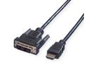 VALUE Kabel DVI (18+1) ST - HDMI ST, schwarz, 2 m