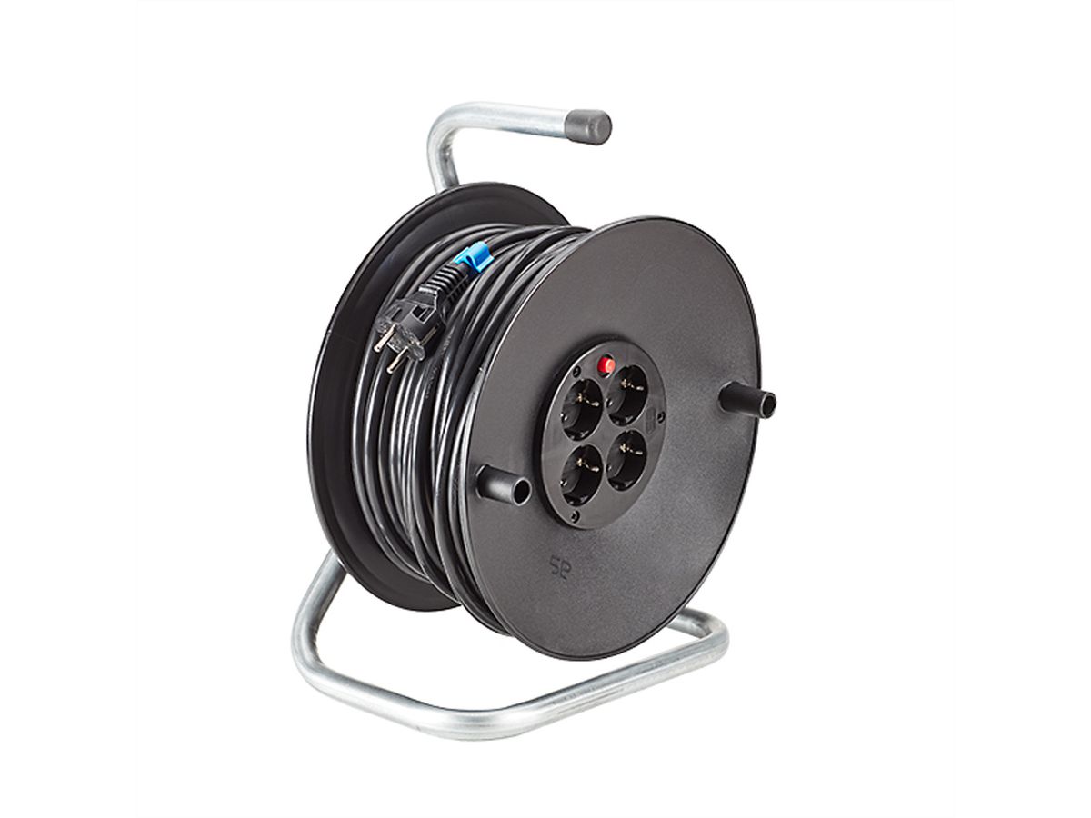 BACHMANN Enrouleur électrique, AC230V, 4 prises 2P+T allemand, 50 m