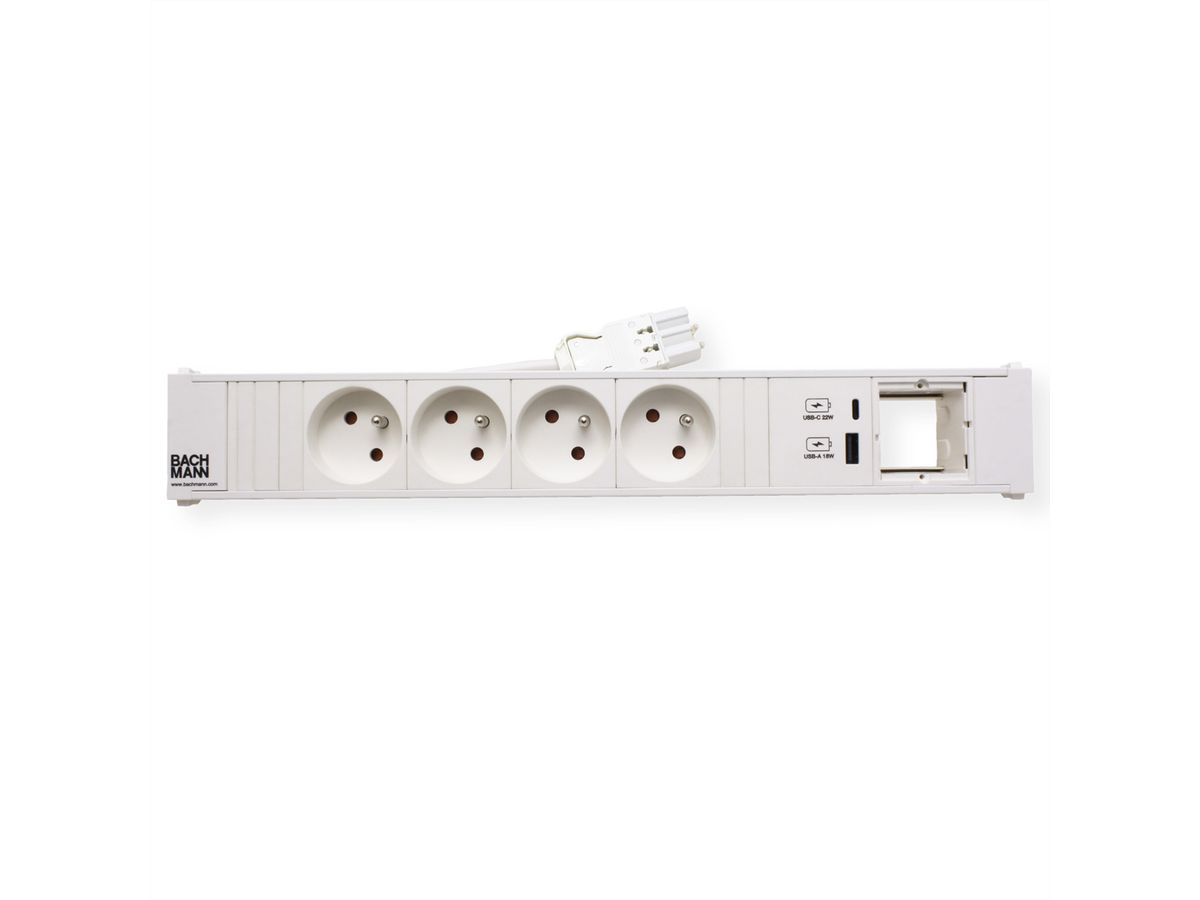 BACHMANN CONI 4xUTE 1xUSB A/C 22W 1xCM 0,2m GST18 RAL9010