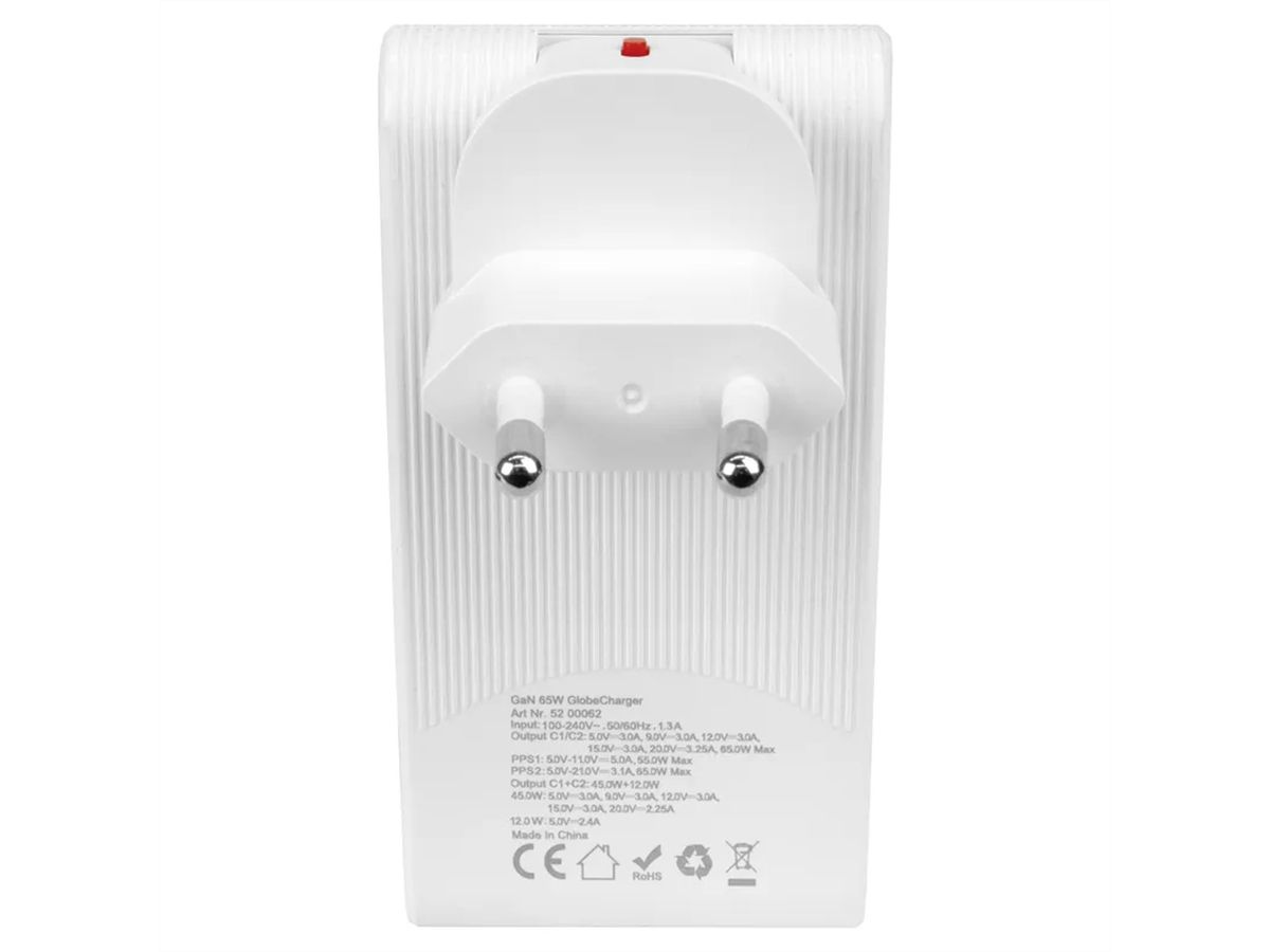 Steffen Reiseladeadapter World PD 65W, 2xUSB-C, max. 5A weiss