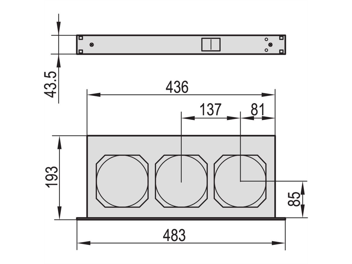 SCHROFF 19" Umlüfter, 3 Ventilatoren, 1 HE - UMLUEFTER 19"M.SCH. 230V