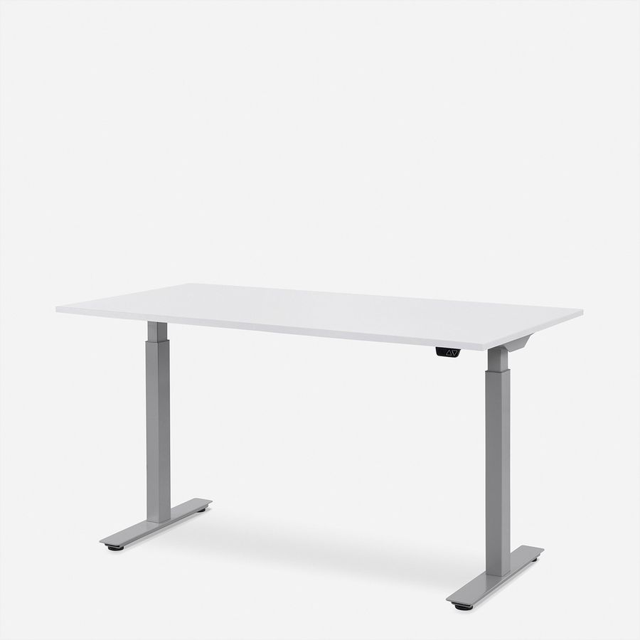 WRK21 Bureau Smart 100 x 60 cm, Hauteur réglable, Blanc uni / Gris
