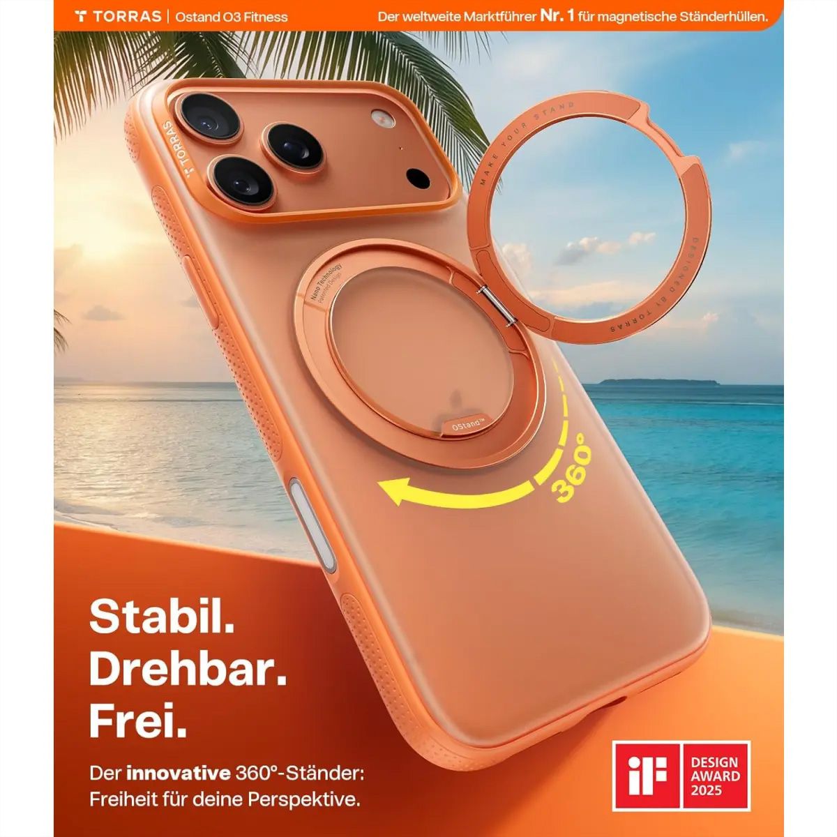 Torras UPRO Ostand Pro Case, iPhone 17 Pro, Magsafe, orange
