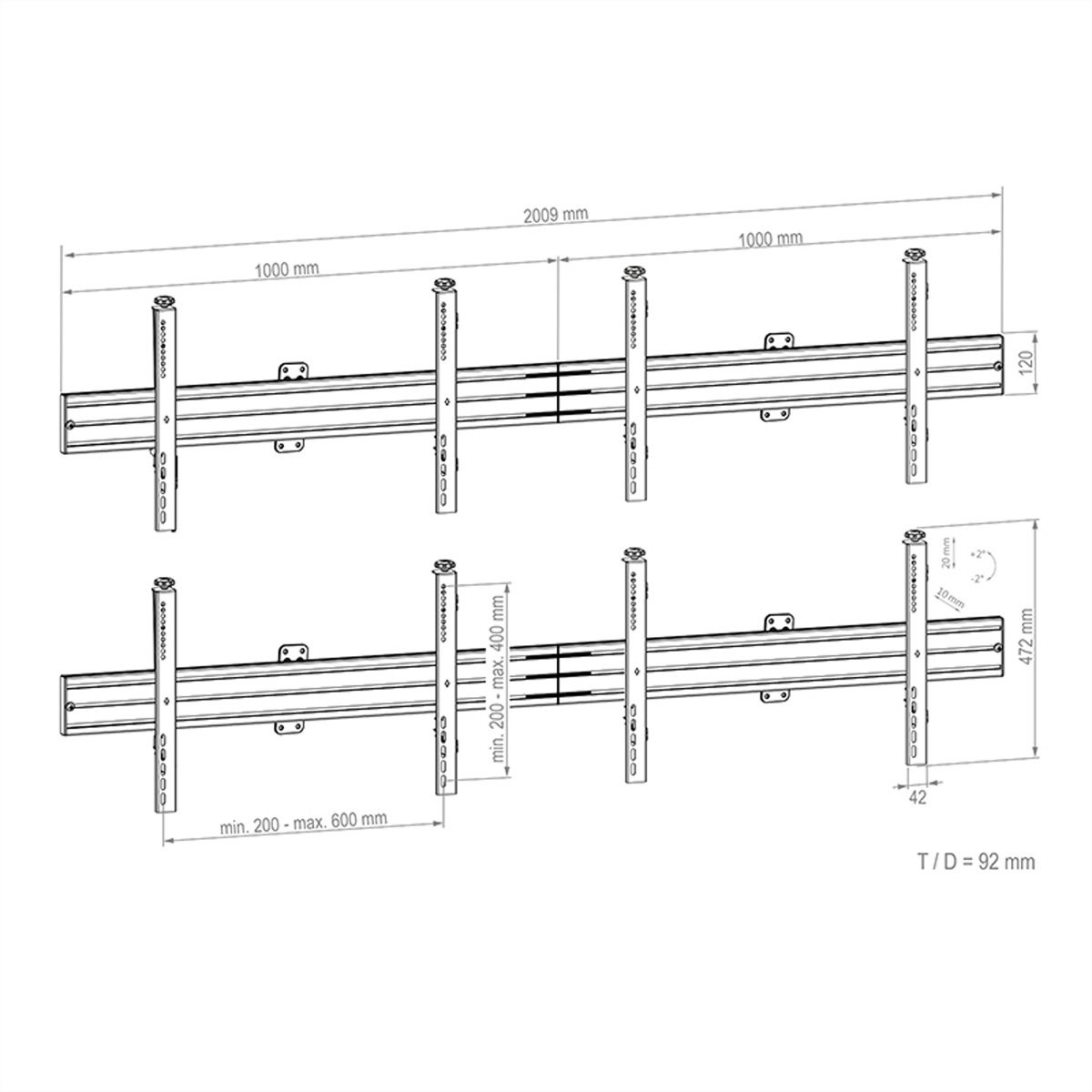 Hagor Wandhalterung CPS Videowall W2x2L 46-55“