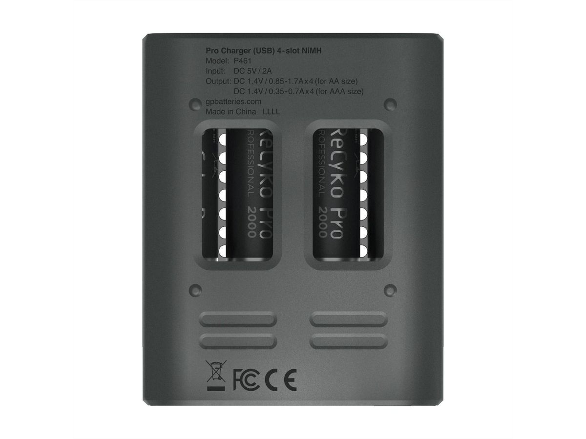 GP Batteries Chargeur rapide USB 4 ports pour piles AA,AAANiMh,y compris 4xAANiMh2100mAH