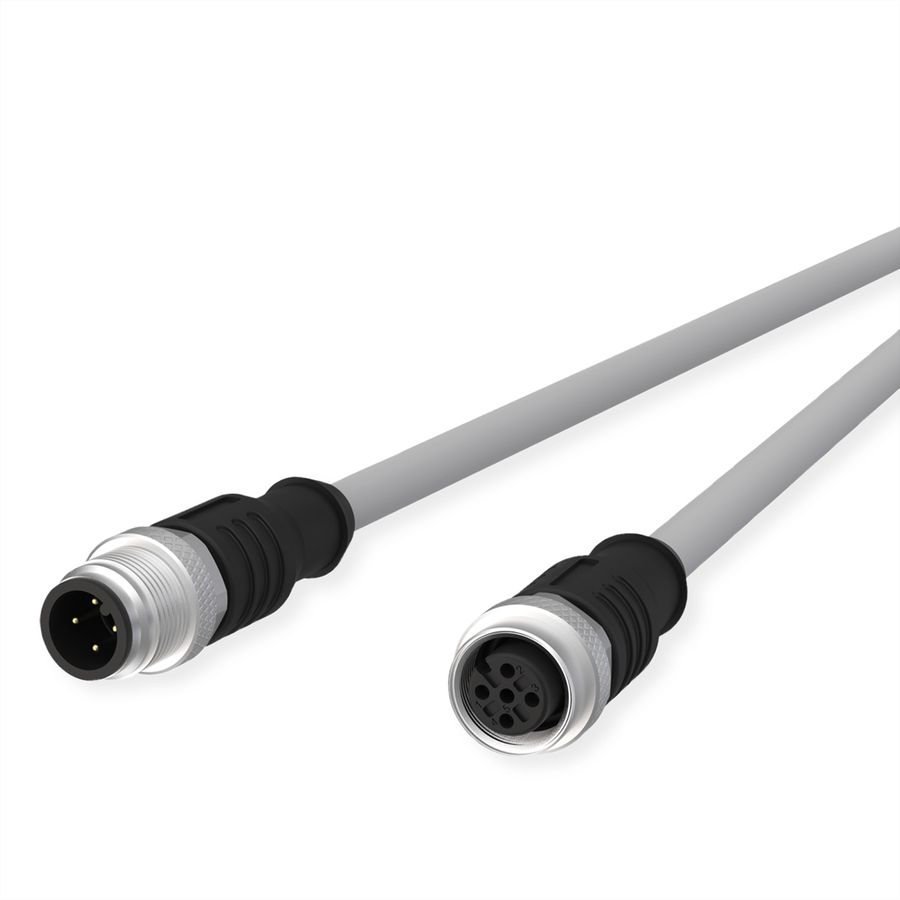 METZ CONNECT M12 Sensor-/Aktorleitung, A-kodiert, M12 Stecker gerade - M12 Buchse gerade, grau, 10 m