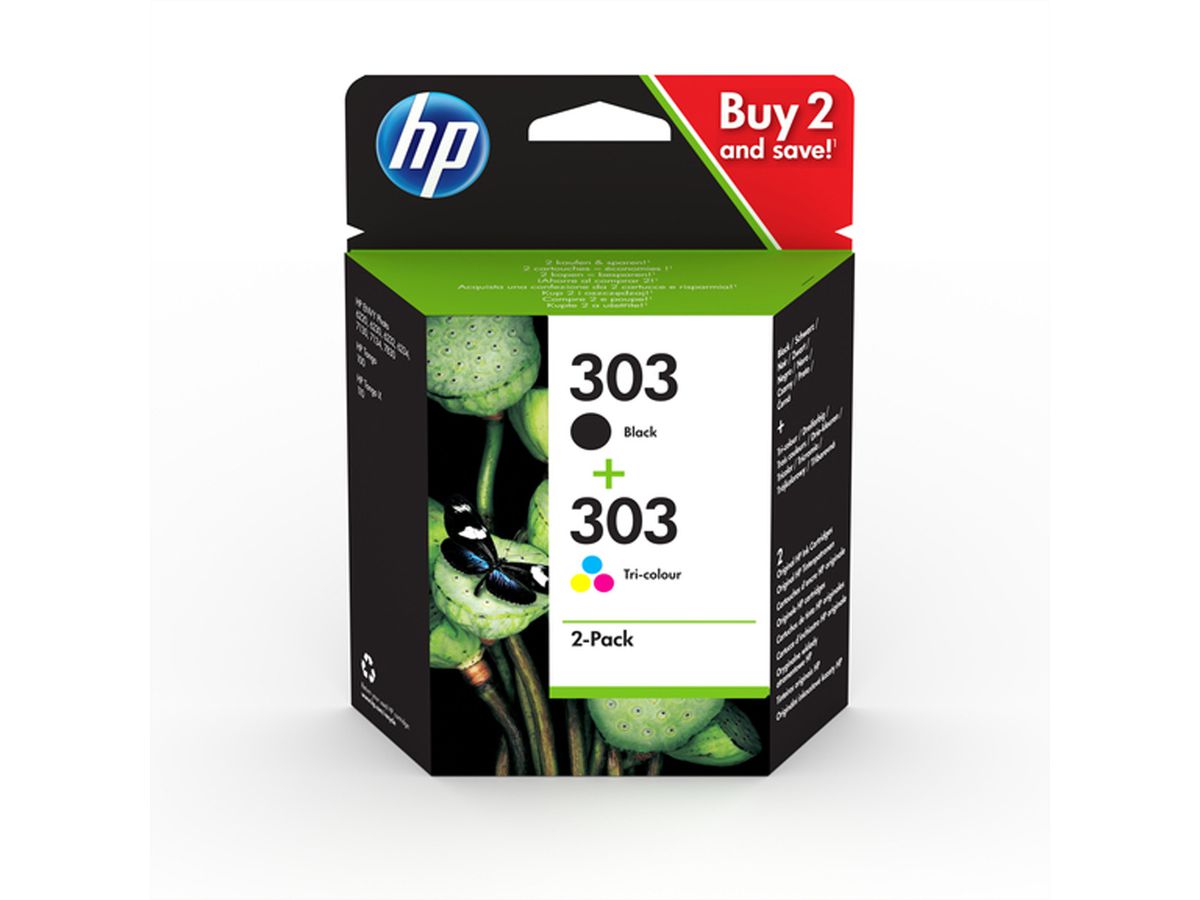 HP 3YM92AE, Nr. 303/303, Combopack (noir, couleur) pour HP-ENVY Photo 6220 / 6230 / 7130 / 7830