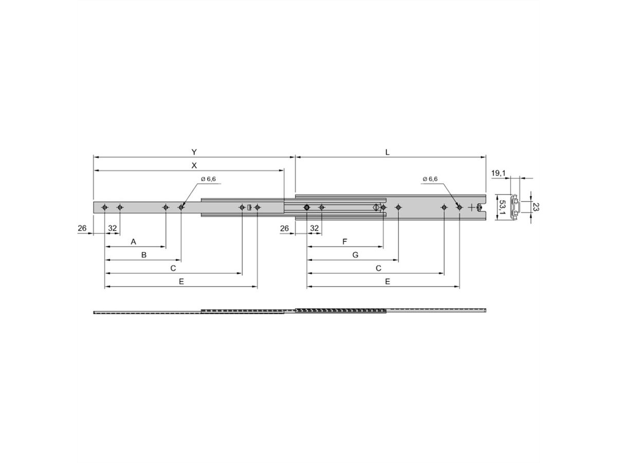 Glissière télescopique SCHROFF, universelle, charge lourde, 2 U 400L