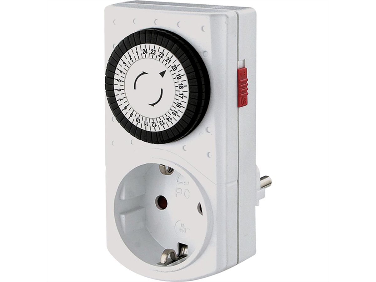 BACHMANN Mini Timer Mechanisch 24h, Weiss Kleinster Schaltabstand 30 Minuten