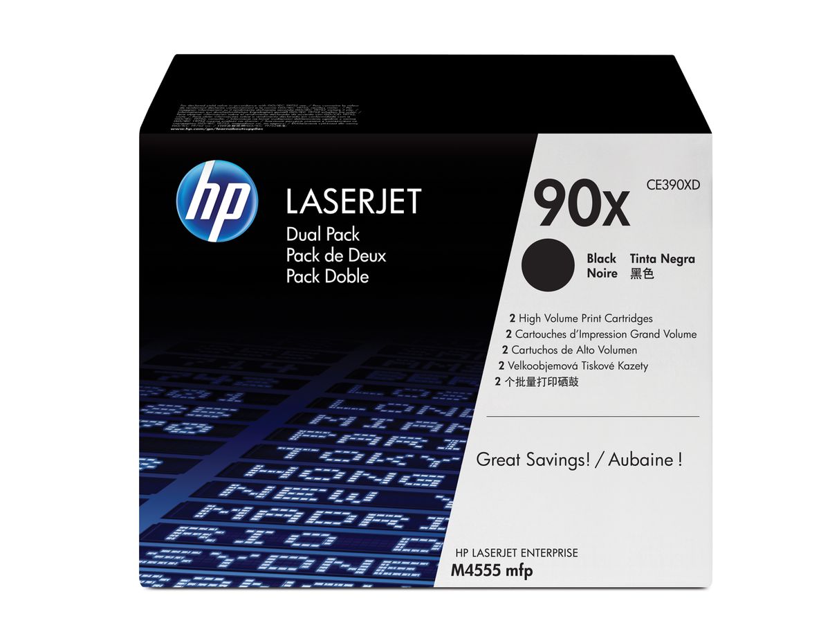 HP 90X 2er-Pack Schwarz Original LaserJet Tonerkartuschen mit hoher Reichweite