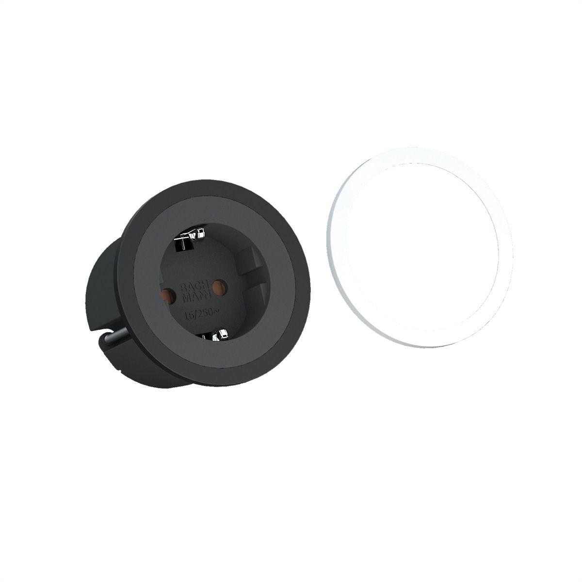 BACHMANN PIX 1x contact de protection avec anneaux décoratifs en blanc et noir, couplage GST