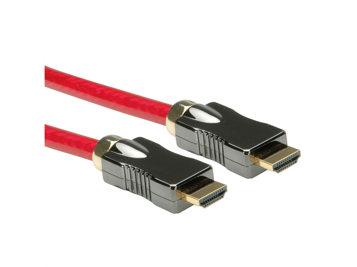 ROLINE 8K HDMI Ultra HD Kabel mit Ethernet, ST/ST, rot, 3 m