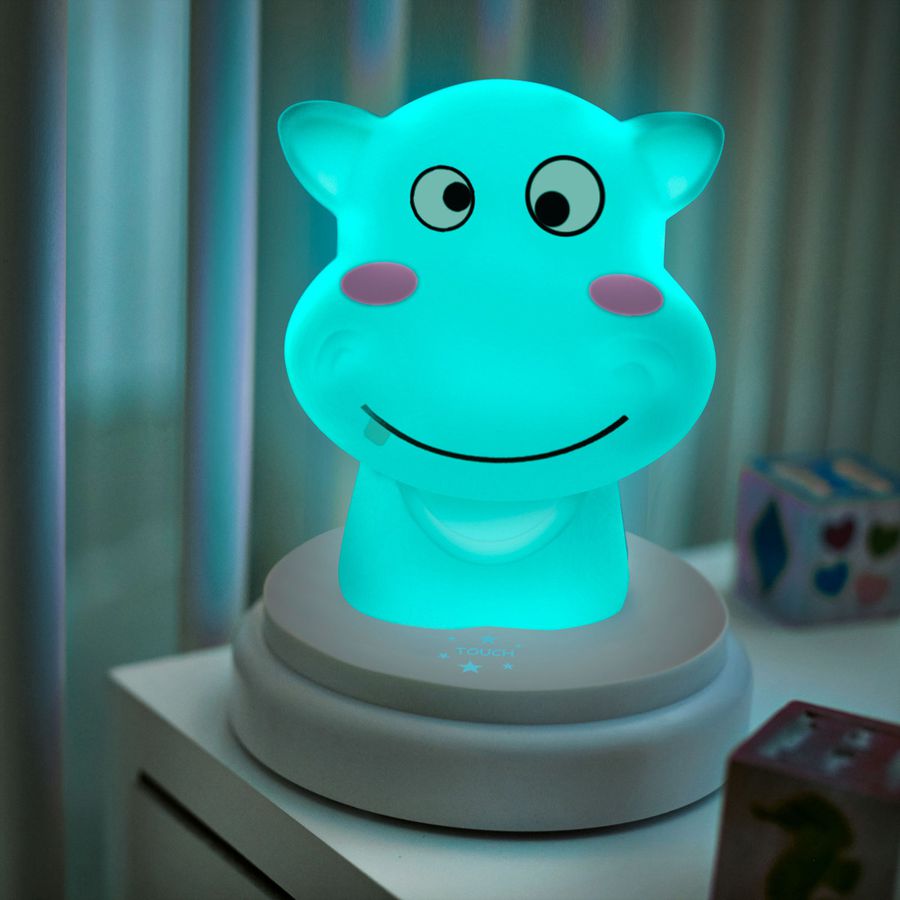Veilleuse LED pour bébé Alecto Silly Hippo, Hippopotame, bleu