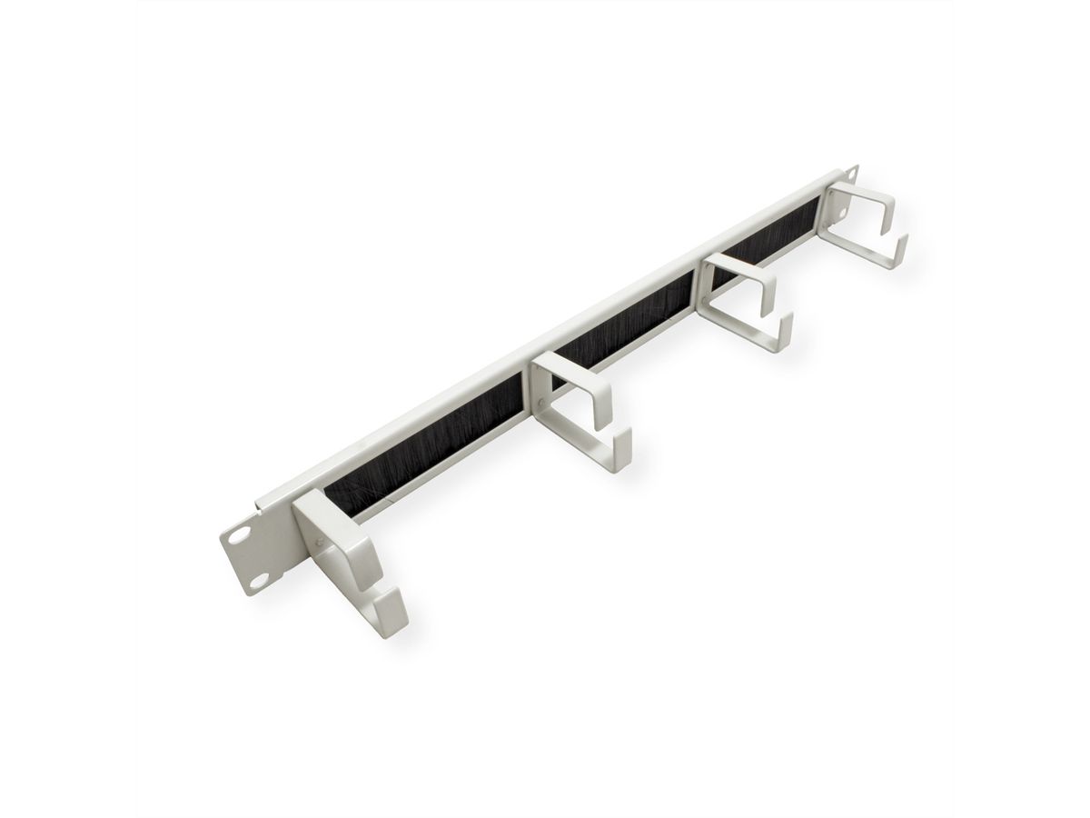 ROLINE 19"-Frontplatte, 4 Ösen Typ G, Kabeldurchführung (Bürste), grau