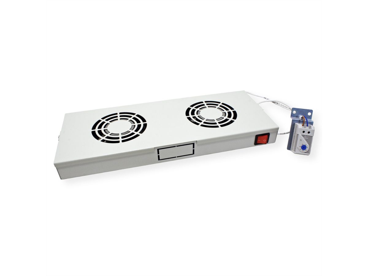ROLINE 19" Unité de ventilation, 2 ventilateurs, Thermostat gris