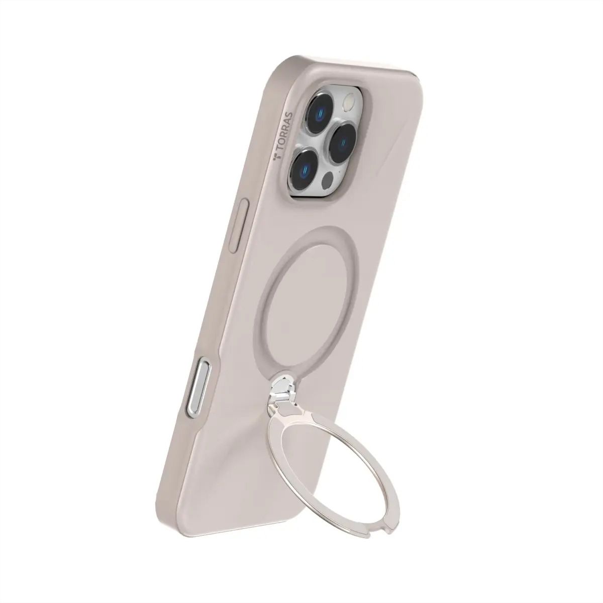 Torras Ostand 360° Spin Fusion Case, iPhone 16 Pro Max, MagSafe, beige