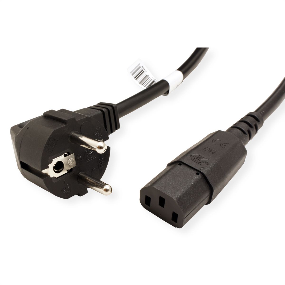 BACHMANN Netzkabel, gerade IEC-Buchse, H05VV-f 3G 1,5mm², schwarz, 0,5 m