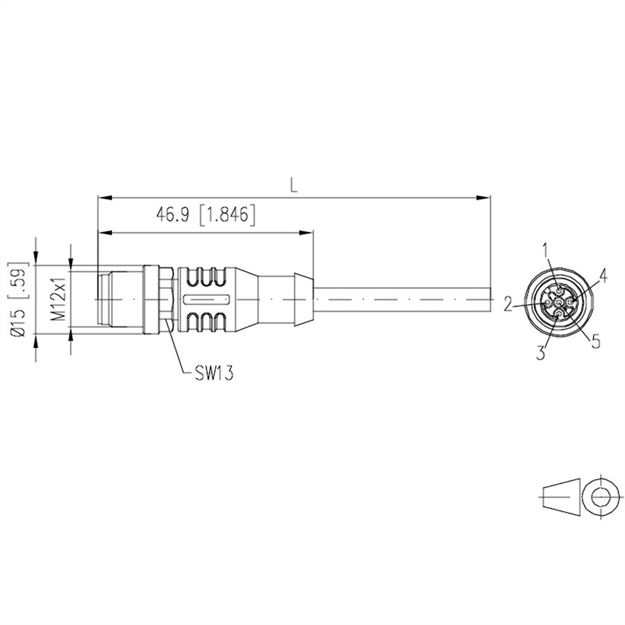 METZ CONNECT Sensor-/Aktorltg., M12-ST A-kodiert, gerade-freies Ende, ungeschirmt, 5polig, PUR, 5 m
