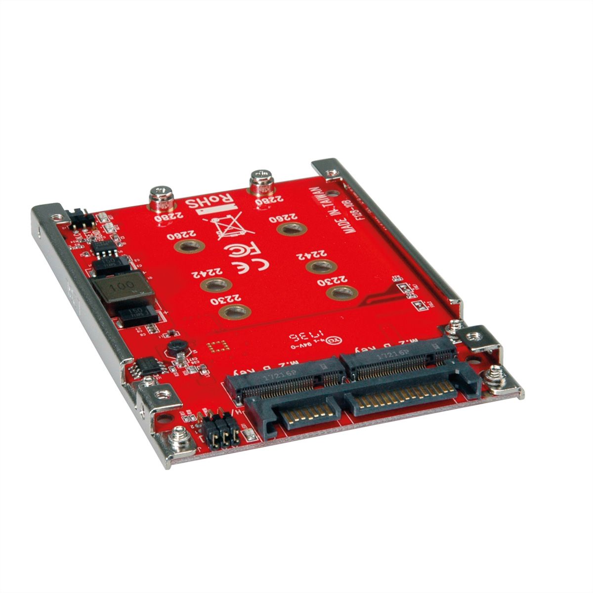 ROLINE M.2 zu SATA III SSD H/W Adapter, 2x M.2 NGFF SSD, Boot- und RAID-fähig