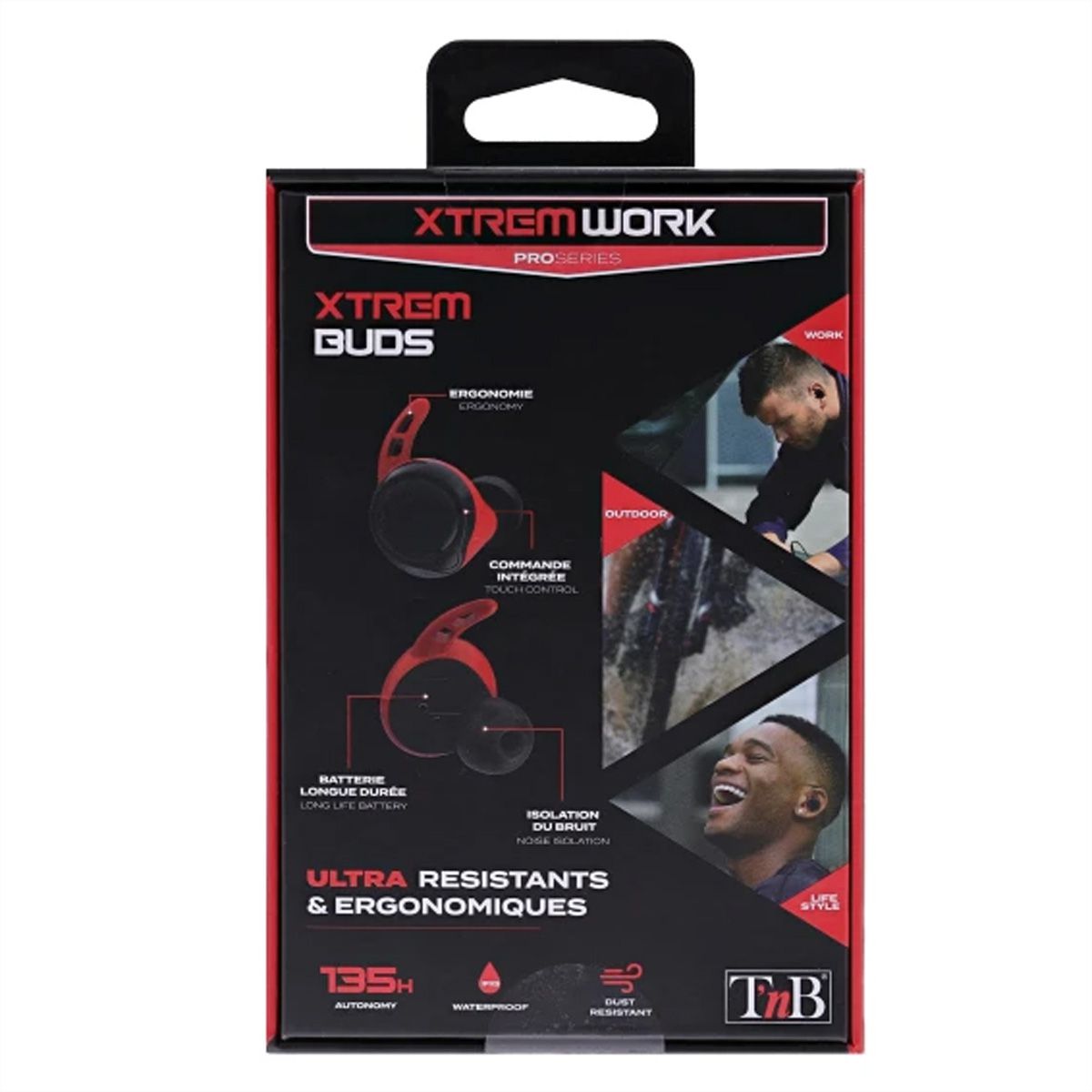 T'nB Xtremework In-Ear Kopfhörer, IPX5, BT5.0, 9h playtime, 135h Batteriecase