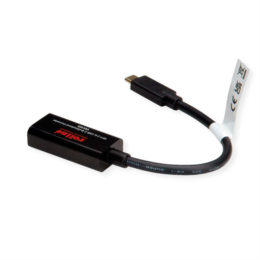 ROLINE Kabel-Adapter USB-C - DisplayPort, v1.2, bidirektional, ST/BU, 0,2 m