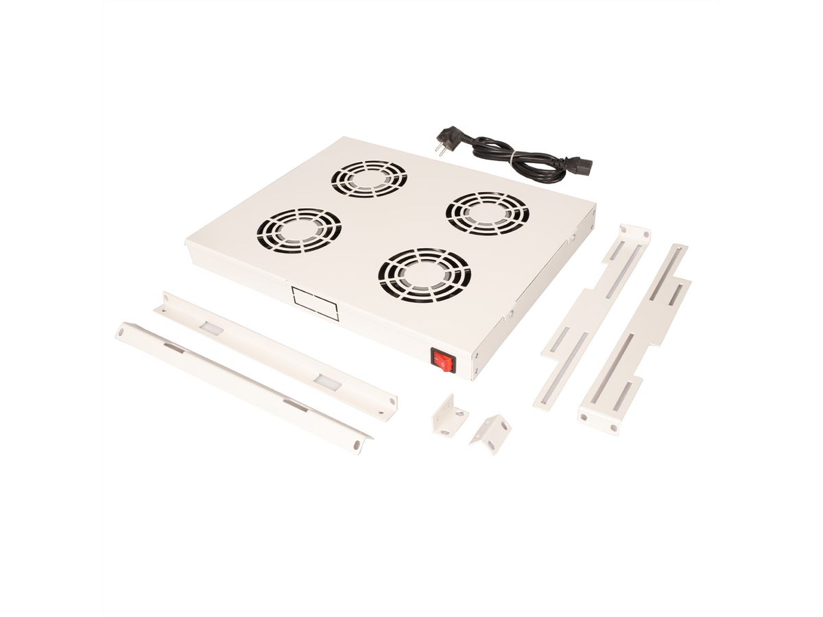 ROLINE 19" Unité de ventilation, 4 ventilateurs, ON/OFF, gris