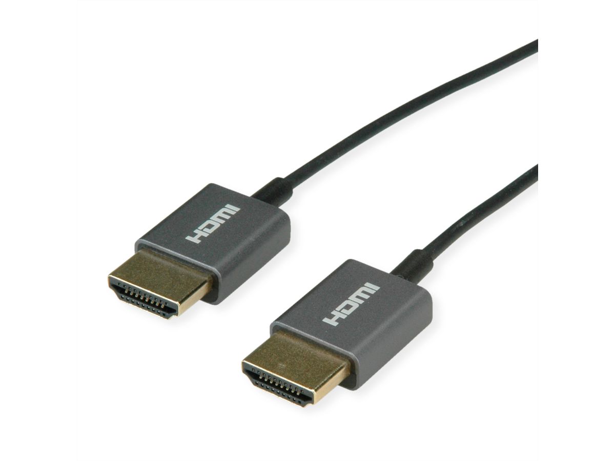 ROLINE Câble HDMI Ultra HD avec Ethernet, 4K, M/M, ultra-slim, coaxial, noir, 2 m